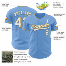 Load image into Gallery viewer, Custom Light Blue White-Old Gold Authentic Baseball Jersey