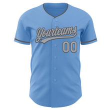Load image into Gallery viewer, Custom Light Blue Gray-Steel Gray Authentic Baseball Jersey