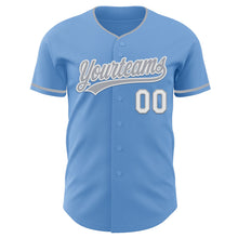 Load image into Gallery viewer, Custom Light Blue Gray-White Authentic Baseball Jersey