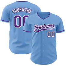 Загрузить изображение в средство просмотра галереи, Custom Light Blue Purple-White Authentic Baseball Jersey