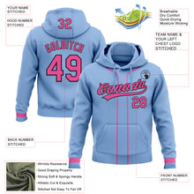 Load image into Gallery viewer, Custom Stitched Light Blue Pink-Black Baseball Pullover Sweatshirt Hoodie