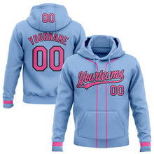 Load image into Gallery viewer, Custom Stitched Light Blue Pink-Black Baseball Pullover Sweatshirt Hoodie