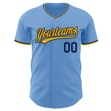 Charger l'image dans la galerie, Custom Light Blue Gold-Navy Authentic Baseball Jersey