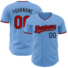 Charger l'image dans la galerie, Custom Light Blue Red-Black Authentic Baseball Jersey