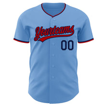Load image into Gallery viewer, Custom Light Blue Red-Navy Authentic Baseball Jersey
