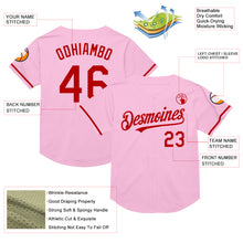 Load image into Gallery viewer, Custom Light Pink Red Mesh Authentic Throwback Baseball Jersey