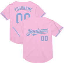 Load image into Gallery viewer, Custom Light Pink Light Blue Mesh Authentic Throwback Baseball Jersey