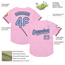 Load image into Gallery viewer, Custom Light Pink Light Blue-Black Mesh Authentic Throwback Baseball Jersey