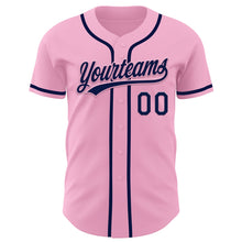 Load image into Gallery viewer, Custom Light Pink Navy Authentic Baseball Jersey