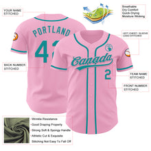 Load image into Gallery viewer, Custom Light Pink Teal Authentic Baseball Jersey