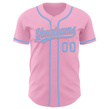 Load image into Gallery viewer, Custom Light Pink Light Blue Authentic Baseball Jersey