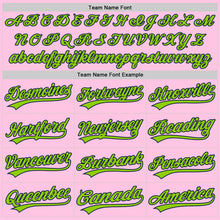 Load image into Gallery viewer, Custom Light Pink Neon Green-Navy Authentic Throwback Baseball Jersey