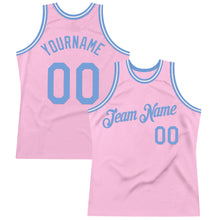 Загрузить изображение в средство просмотра галереи, Custom Light Pink Light Blue-White Authentic Throwback Basketball Jersey