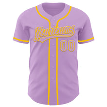 Load image into Gallery viewer, Custom Light Purple Yellow Authentic Baseball Jersey