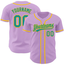 Load image into Gallery viewer, Custom Light Purple Teal-Yellow Authentic Baseball Jersey