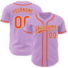 Load image into Gallery viewer, Custom Light Purple Orange-White Authentic Baseball Jersey