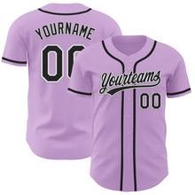 Load image into Gallery viewer, Custom Light Purple Black-White Authentic Baseball Jersey