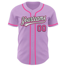 Load image into Gallery viewer, Custom Light Purple Pink-Black Authentic Baseball Jersey