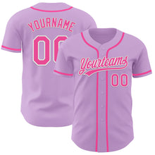 Load image into Gallery viewer, Custom Light Purple Pink-White Authentic Baseball Jersey