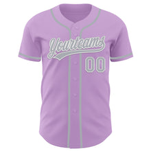 Load image into Gallery viewer, Custom Light Purple Gray-White Authentic Baseball Jersey
