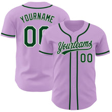 Load image into Gallery viewer, Custom Light Purple Green-White Authentic Baseball Jersey