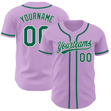 Load image into Gallery viewer, Custom Light Purple Kelly Green-White Authentic Baseball Jersey