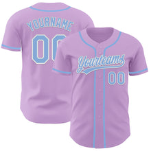 Load image into Gallery viewer, Custom Light Purple Light Blue-White Authentic Baseball Jersey
