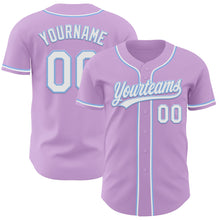 Load image into Gallery viewer, Custom Light Purple White-Light Blue Authentic Baseball Jersey