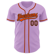 Load image into Gallery viewer, Custom Light Purple Black-Orange Authentic Baseball Jersey