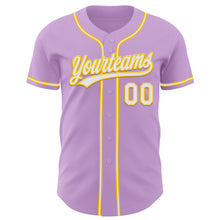 Load image into Gallery viewer, Custom Light Purple White-Yellow Authentic Baseball Jersey