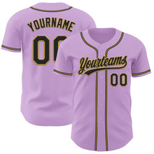 Load image into Gallery viewer, Custom Light Purple Black-Old Gold Authentic Baseball Jersey