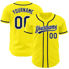 Загрузить изображение в средство просмотра галереи, Custom Light Yellow Navy-White Authentic Baseball Jersey