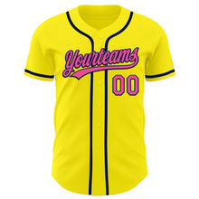 Загрузить изображение в средство просмотра галереи, Custom Light Yellow Pink-Navy Authentic Baseball Jersey