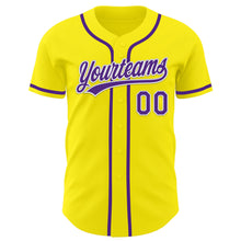 Laden Sie das Bild in den Galerie-Viewer, Custom Light Yellow Purple-White Authentic Baseball Jersey