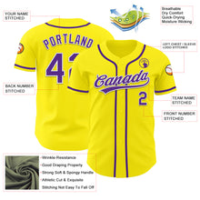 Laden Sie das Bild in den Galerie-Viewer, Custom Light Yellow Purple-White Authentic Baseball Jersey