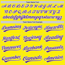 Laden Sie das Bild in den Galerie-Viewer, Custom Light Yellow Purple-White Authentic Baseball Jersey