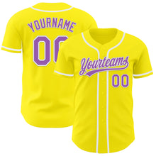 Загрузить изображение в средство просмотра галереи, Custom Light Yellow Medium Purple-White Authentic Baseball Jersey