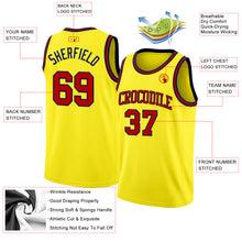 Laden Sie das Bild in den Galerie-Viewer, Custom Light Yellow Red-Navy Authentic Basketball Jersey