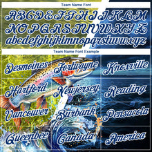 Load image into Gallery viewer, Custom US Navy Blue White 3D Rainbow Trout Fish Fishing Long Sleeve Performance T-Shirt