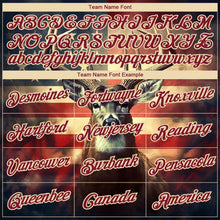 Laden Sie das Bild in den Galerie-Viewer, Custom Navy Crimson-City Cream 3D Animal Deer Hunting American Flag Long Sleeve Performance T-Shirt