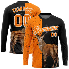 Laden Sie das Bild in den Galerie-Viewer, Custom Black Bay Orange-White 3D Animal Deer Hunting Sleeve Performance T-Shirt
