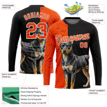 Laden Sie das Bild in den Galerie-Viewer, Custom Black Orange-White 3D Animal Rottweiler Dog Hunting Sleeve Performance T-Shirt