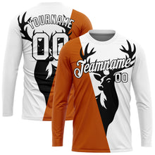 Laden Sie das Bild in den Galerie-Viewer, Custom White Texas Orange-Black 3D Animal Deer Hunting Long Sleeve Performance T-Shirt