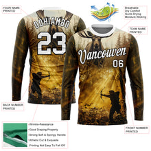 Laden Sie das Bild in den Galerie-Viewer, Custom Old Gold White-Black 3D Animal Deer Hunting Tool Arrow Hunter Long Sleeve Performance T-Shirt