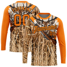 Laden Sie das Bild in den Galerie-Viewer, Custom Bay Orange Black 3D Animal Deer Hunting Tool Gun Long Sleeve Performance T-Shirt