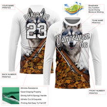 Laden Sie das Bild in den Galerie-Viewer, Custom White Black 3D Animal Wolf Hunting Tool Gun Long Sleeve Performance T-Shirt