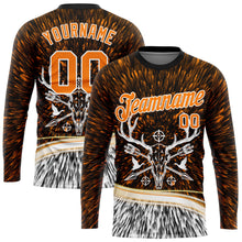 Laden Sie das Bild in den Galerie-Viewer, Custom Black Bay Orange-White 3D Animal Deer Hunting Tool Arrow Long Sleeve Performance T-Shirt