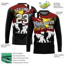 Laden Sie das Bild in den Galerie-Viewer, Custom Black White 3D Animal Deer Hunting Tool Gun Hunter Long Sleeve Performance T-Shirt