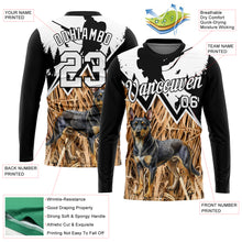 Laden Sie das Bild in den Galerie-Viewer, Custom Black White 3D Animal Rottweiler Dog Hunting Tool Gun Hunter Long Sleeve Performance T-Shirt