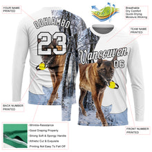 Laden Sie das Bild in den Galerie-Viewer, Custom White Black 3D Animal Shepherd Dog Hunting Long Sleeve Performance T-Shirt